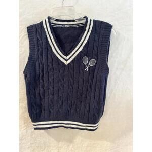 Shein Sweater Vest Woman’s Cropped Cable Knit Tennis Preppy Size Med